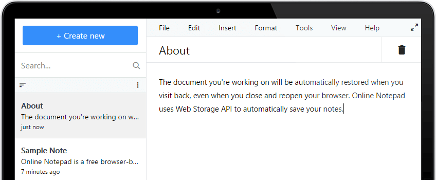 Caseti Online Notepad Screenshot