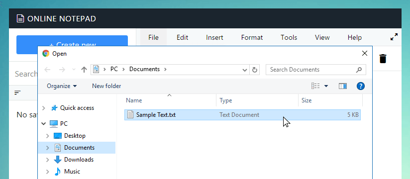 Open file dialog in Caseti